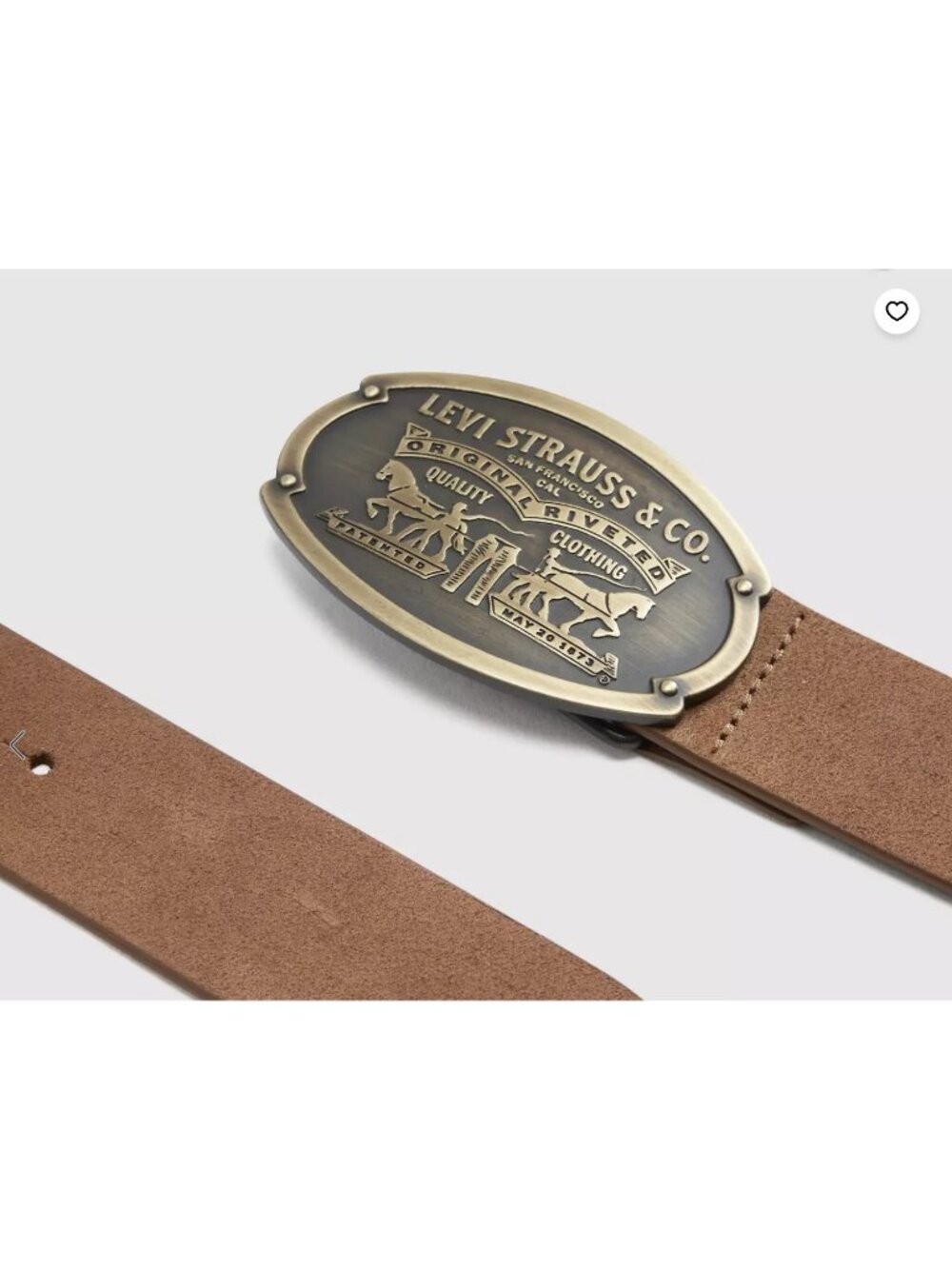 New Levi's Size 44 Billy Plaque Belt Bison Brown Leather - Picture 3 of 3